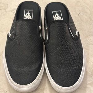 Vans Black Mules Textured Slip-On